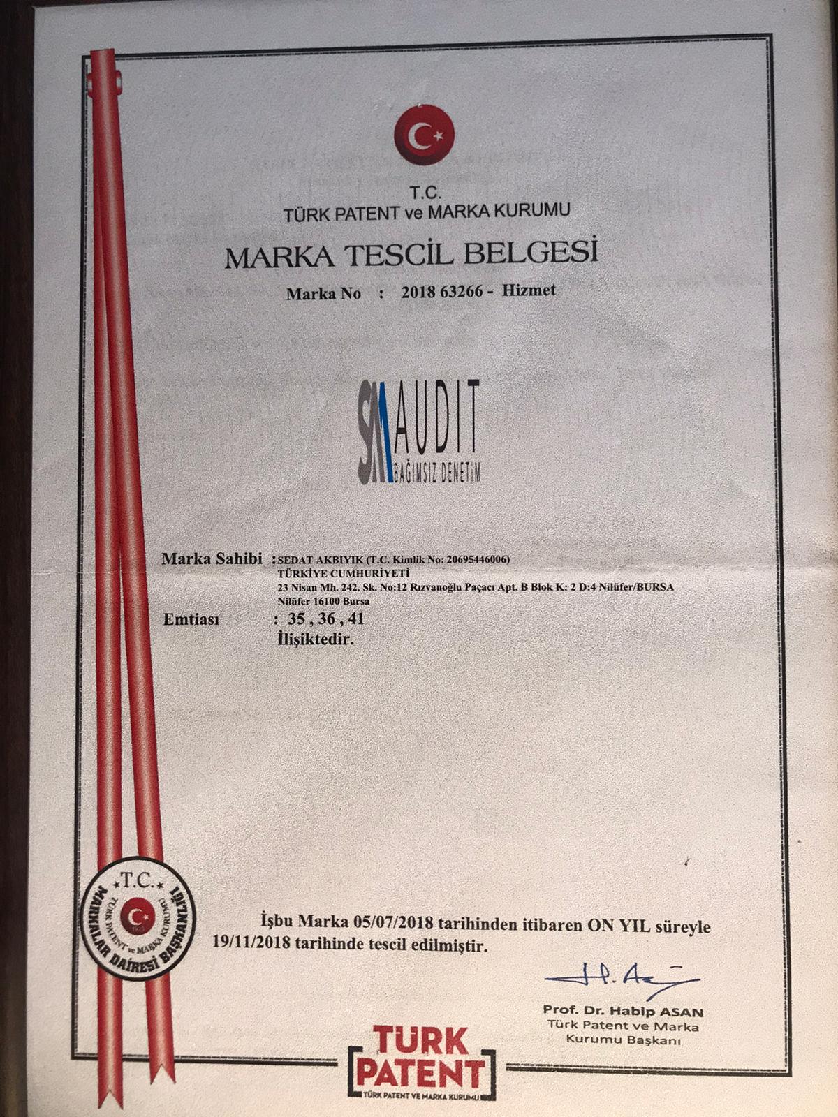 Marka Tescil Belgesi